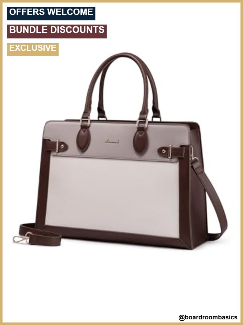 15.6 Inch PU Leather Laptop Tote Bag Waterproof Business Briefcase
